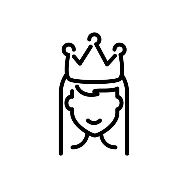 Princess with crown, line style icon — Stok Vektör