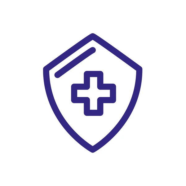 Shield with medical cross icon, thick line style — 스톡 벡터