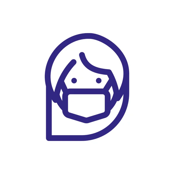 Woman with mouth mask icon, thick line style — Stock vektor