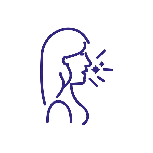 Woman coughing icon, line detail style — Stock Vector