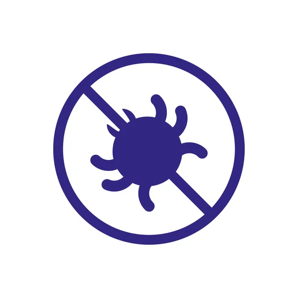 Sinal proibido com ícone de partícula de vírus, estilo de linha grossa — Vetor de Stock