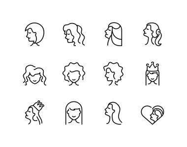 icon set of women and female concept, line style icon