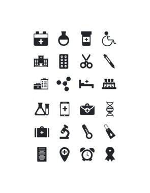set of icons instruments medical, silhouette style icon