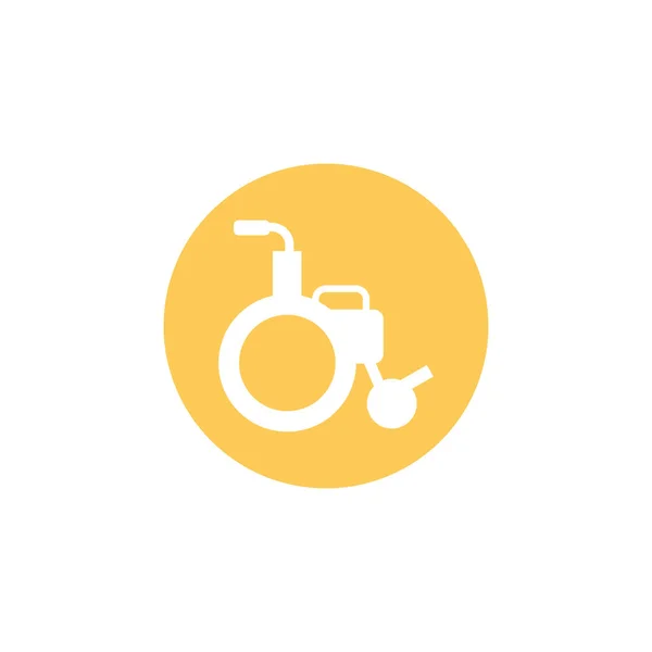 Cadeira de rodas para deficientes, bloco e ícone de estilo plano — Vetor de Stock