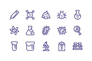 virus and bacterias icons set, thick line style