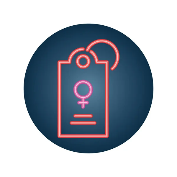 Door hanger with female symbol , neon style icon — 스톡 벡터