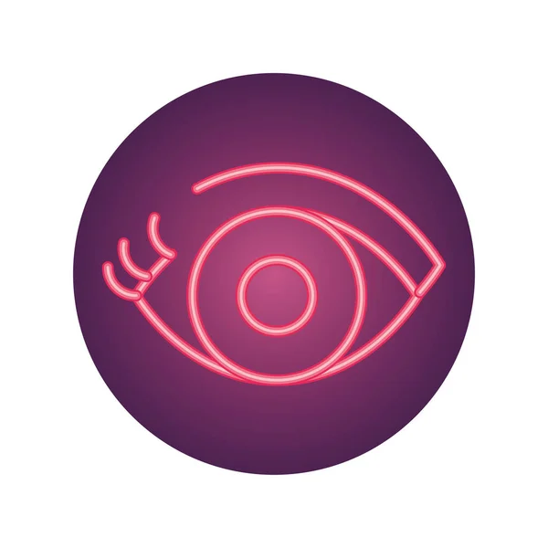 Eye and eyelashes, neon style icon — Stok Vektör