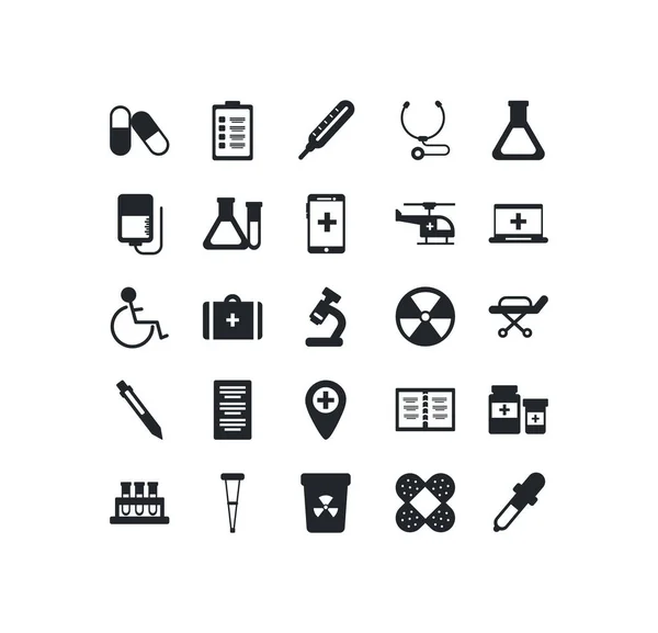 Set of icons instruments medical, silhouette style icon — ストックベクタ