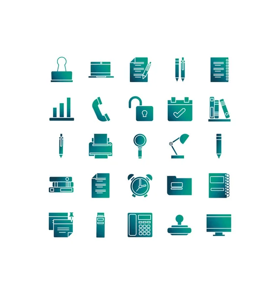 Set of icons office , gradient style icon — Stockový vektor