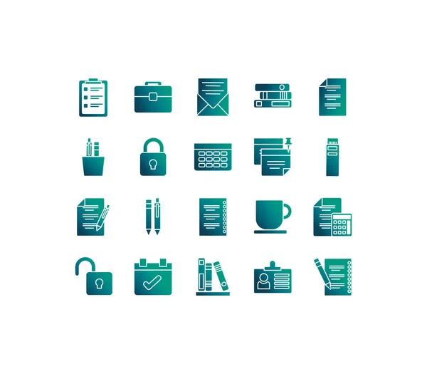 Set of icons office , gradient style icon — Stok Vektör