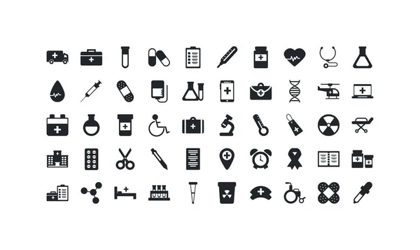 Set of icons instruments medical, silhouette style icon — Wektor stockowy