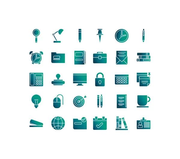 Set of icons office , gradient style icon — Stok Vektör