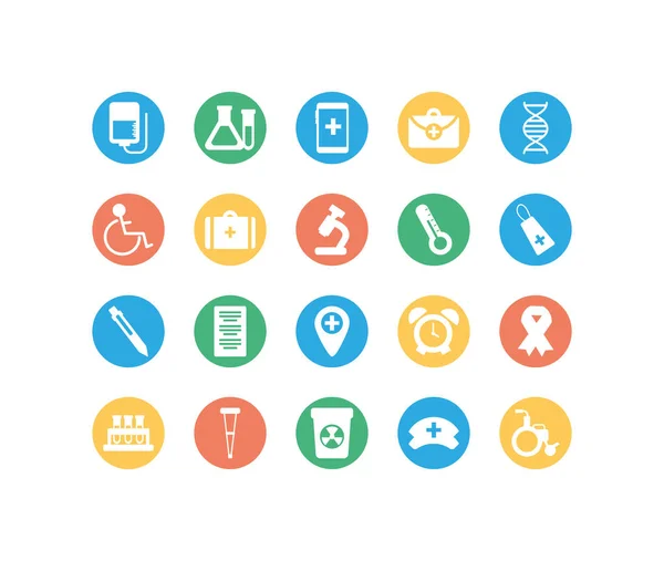 Conjunto de iconos instrumentos médicos, bloque y plano icono de estilo — Vector de stock