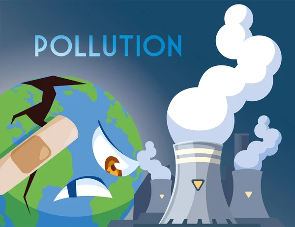 Planet earth sick from pollution — Stock Vector