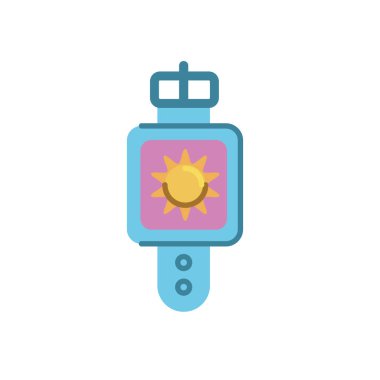 Güneş simgesi ile akıllı twatch, düz stil tasarımı