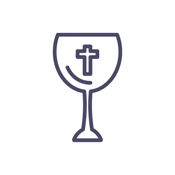 Catholic wine glass, line style icon — Stock Vector