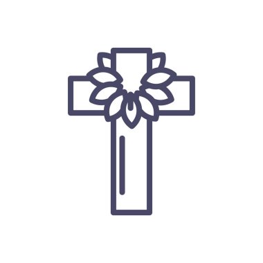 Yapraklı katolik haç, çizgi biçimi simgesi