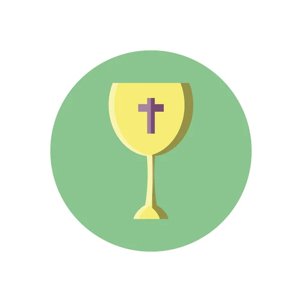 Copa de vino católica, icono de estilo bloque — Vector de stock