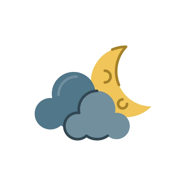 Wolken und Mond, flache Stilikone — Stockvektor