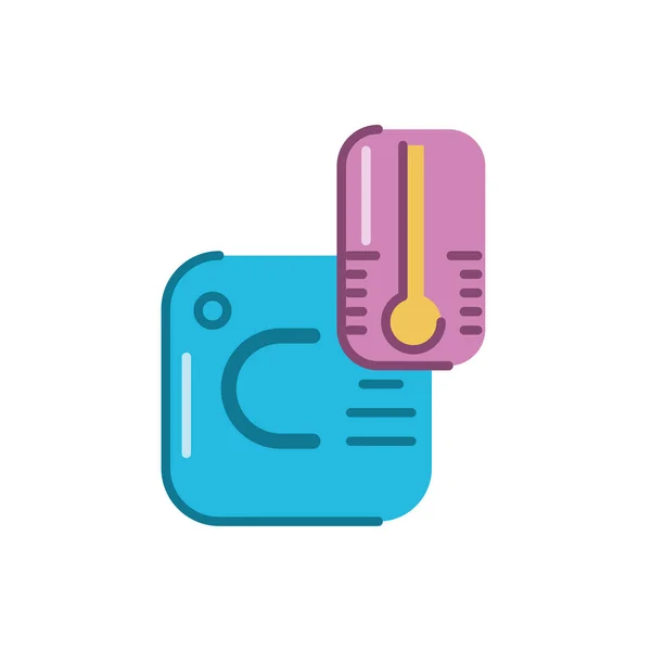 Termostato controllo temperatura con icona thermemoter, icona in stile piatto — Vettoriale Stock