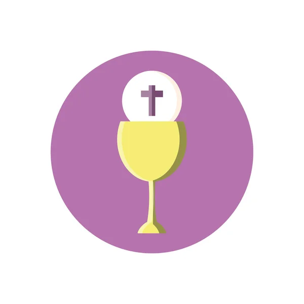 Católico comunión copa de vino, bloque de diseño de estilo — Vector de stock