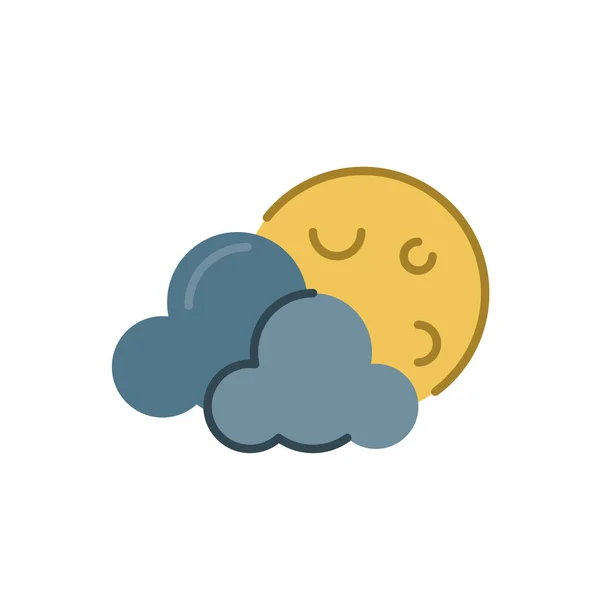 Moon and clouds icon, flat style design — 스톡 벡터