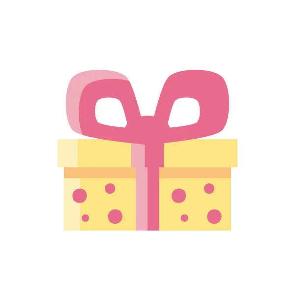 Gift box with pink bow, flat style icon — Stock Vector