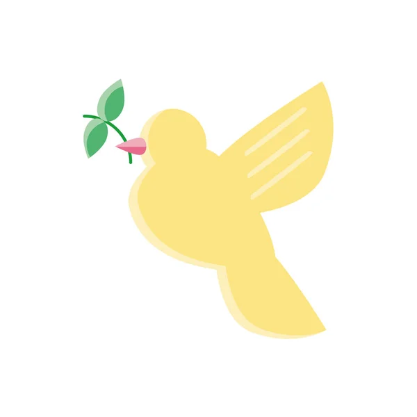 White dove with branch, flat style icon — 스톡 벡터