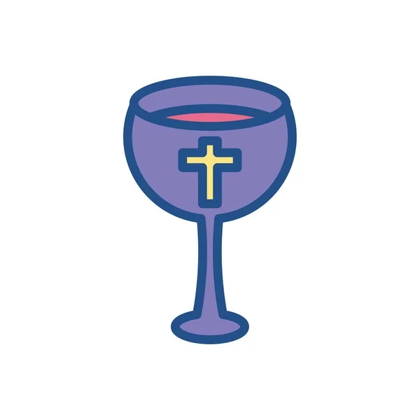 Eucharist Catholic Wine Cup, line style icon — Wektor stockowy