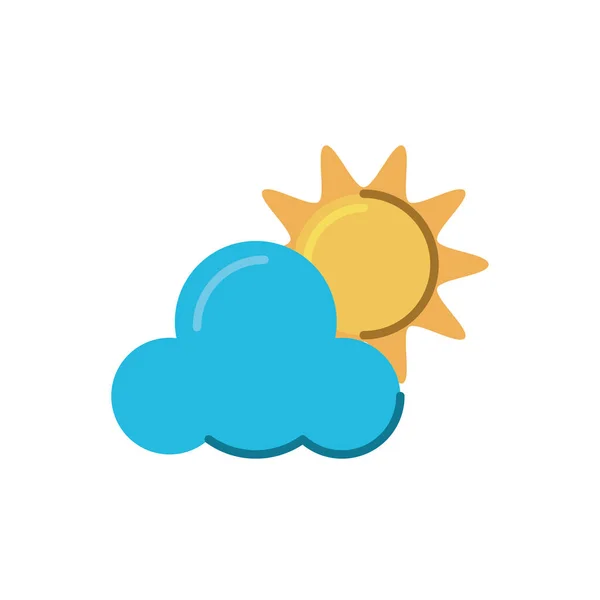 Nuvola e sole, icona in stile piatto — Vettoriale Stock