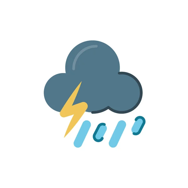 Storm and rainy cloud with thunder icon, flat style design — Stockvector
