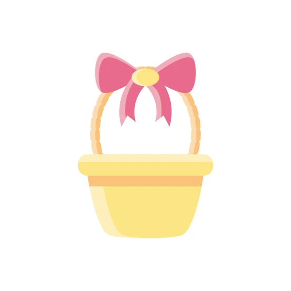 Basket with decorative bow, flat style icon — Stockvektor