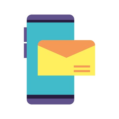 smartphone screen with envelope closed on white background