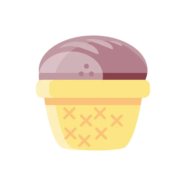 Panier avec icône de pain, design coloré et plat — Image vectorielle