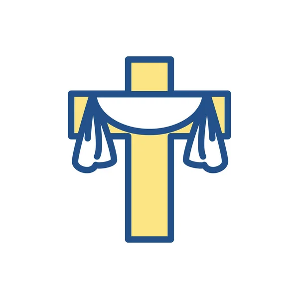 Cruz católica, icono de estilo de línea — Vector de stock