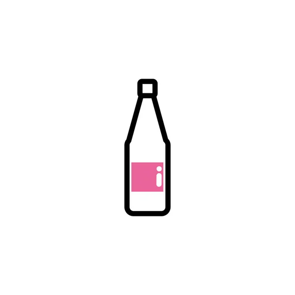 Sparkling champagne bottle, line style and color — 스톡 벡터