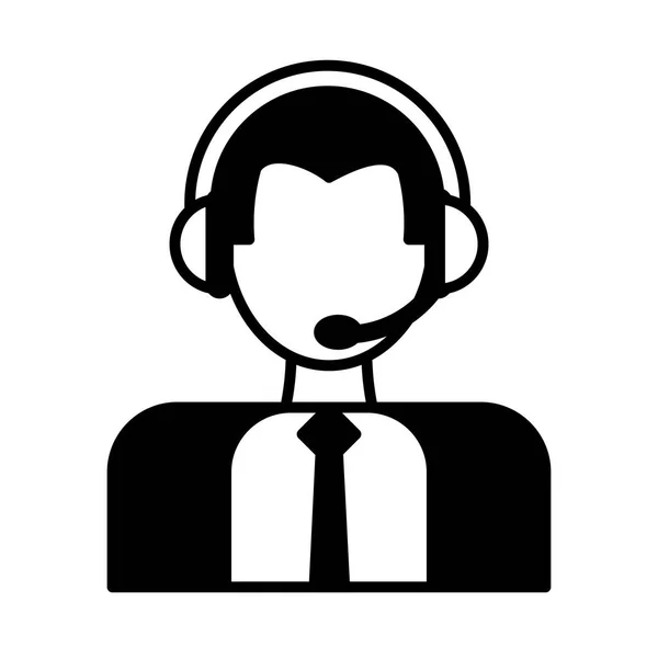 Man operator with headphones, customer service — Stock vektor
