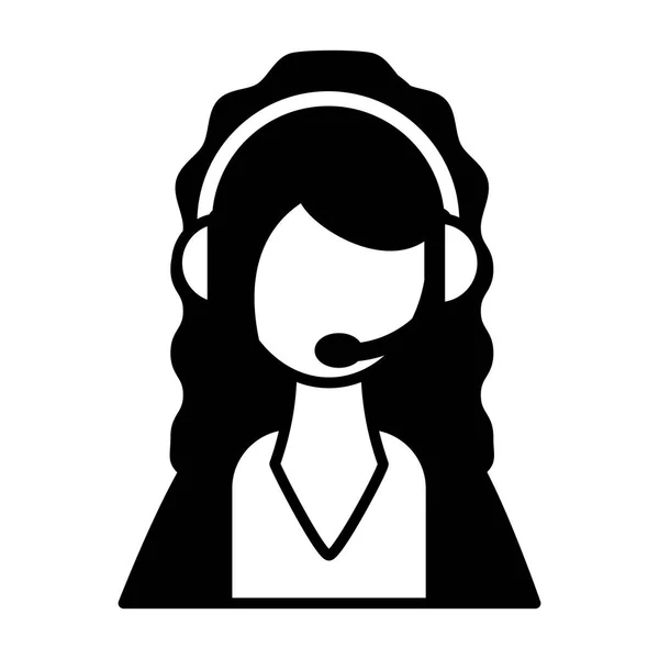 Woman operator with headphones, customer service — ストックベクタ