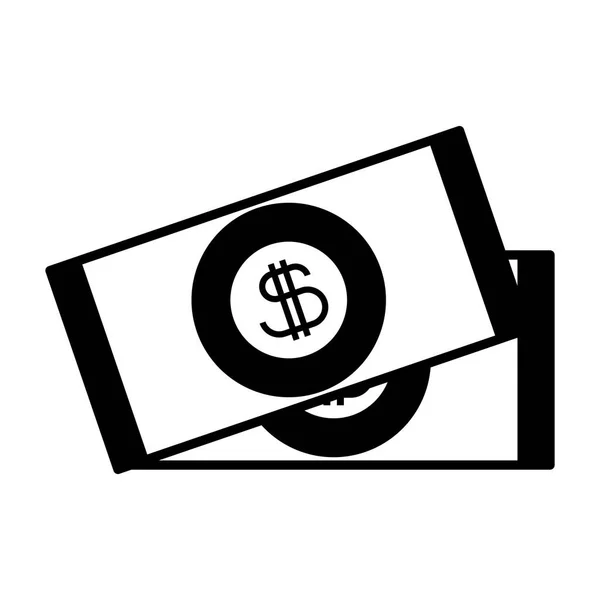 Efectivo con símbolo dólar sobre fondo blanco — Vector de stock