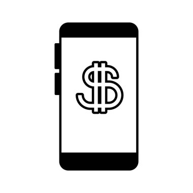 smartphone screen with symbol dollar on white background
