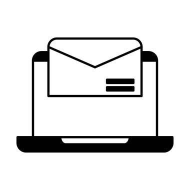 laptop with envelope closed in white background