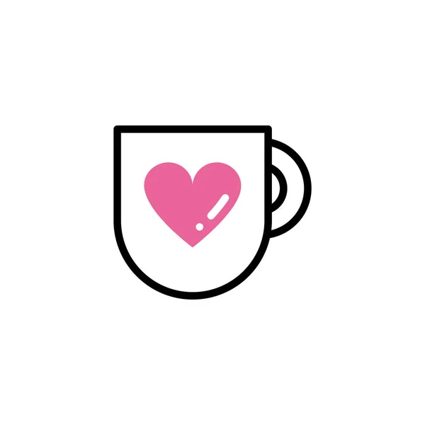 Cup of coffee, line style and color — Stok Vektör