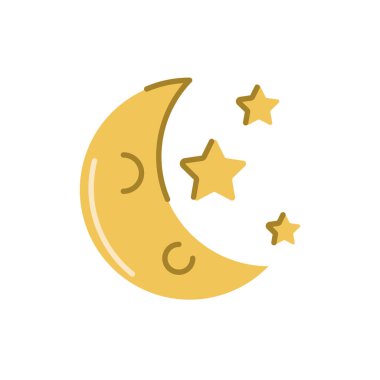 moon and stars, flat style icon