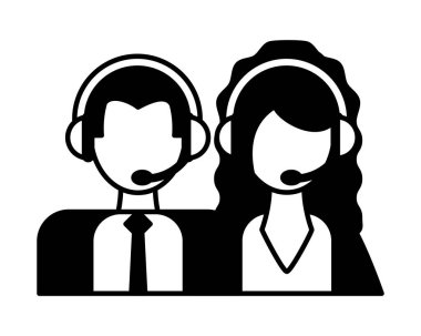 couple of operators with headphones, customer service