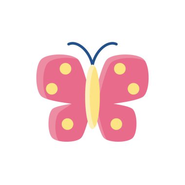 pink butterfly, flat style icon