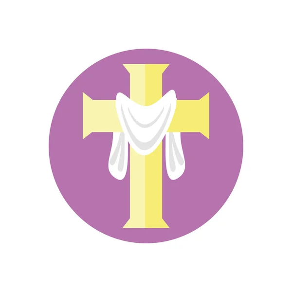 Catholic cross with robe, block style icon — Stok Vektör