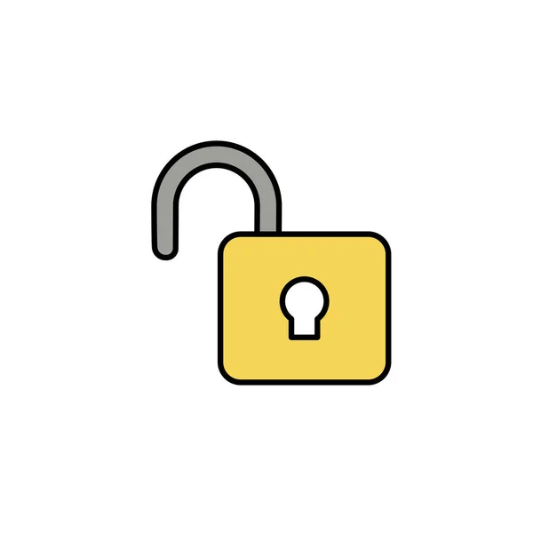 Security padlock open, line style icon — Stock Vector