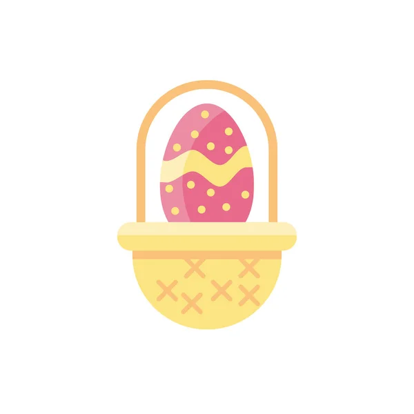 Cesta com ovo de Páscoa, ícone de estilo plano —  Vetores de Stock