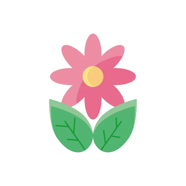 Beautiful flower with leaves icon, colorful and flat style design — Stockvector