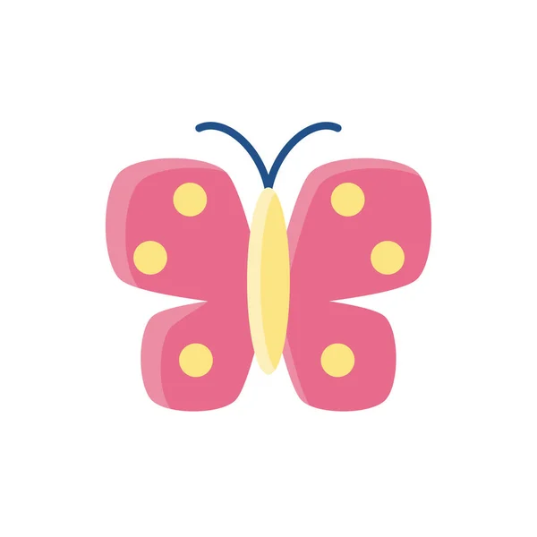 Mariposa rosa, icono de estilo plano — Vector de stock